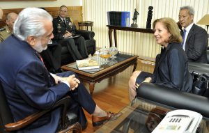 Liliana Ayalde meeting with the Brazilian Ministry of Defense in 2015.